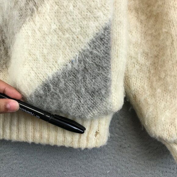 Vintage Hilda Ltd Full Zip Icelandic Ivory Wool Geometric Sweater Women’s M - Picture 8 of 15